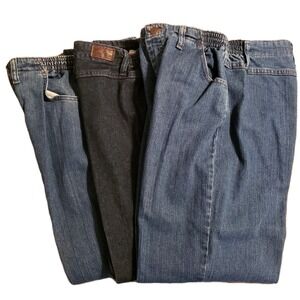 Lee Women's Side Elastic at the Waist Blue Jeans Size 14 Short- Lot of 3 Pants
